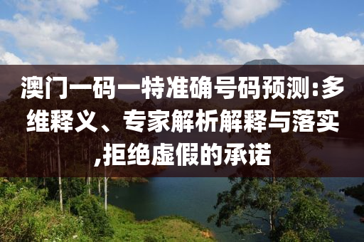 澳門一碼一特準確號碼預測:多維釋義、專家解析解釋與落實,拒絕虛假的承諾