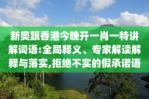 新奧跟香港今晚開一肖一特講解詞語:全局釋義、專家解讀解釋與落實,拒絕不實的假承諾語