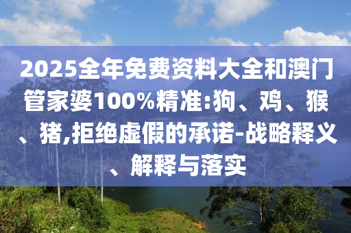 2025全年免費資料大全和澳門管家婆100%精準:狗、雞、猴、豬,拒絕虛假的承諾-戰(zhàn)略釋義、解釋與落實
