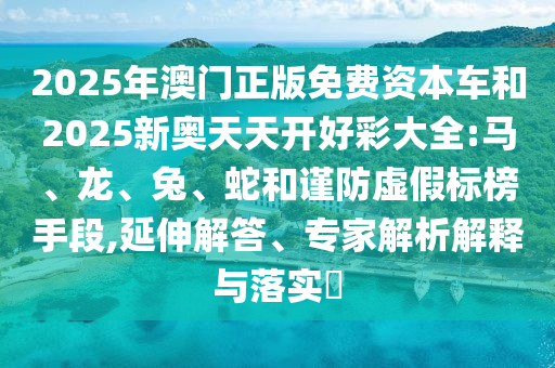 2025年澳門正版免費(fèi)資本車和2025新奧天天開好彩大全:馬、龍、兔、蛇和謹(jǐn)防虛假標(biāo)榜手段,延伸解答、專家解析解釋與落實(shí)?